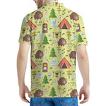 Cute Camping Pattern Print Men's Polo Shirt