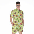 Cute Camping Pattern Print Men's Romper