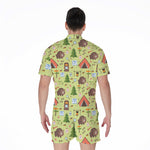 Cute Camping Pattern Print Men's Rompers