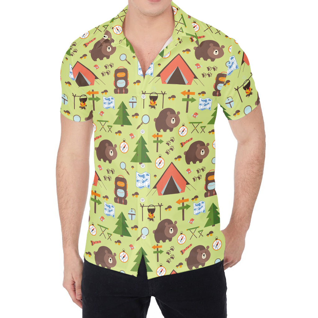 Cute Camping Pattern Print Men's Shirt