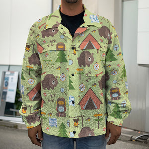 Cute Camping Pattern Print Men's Shirt Jacket