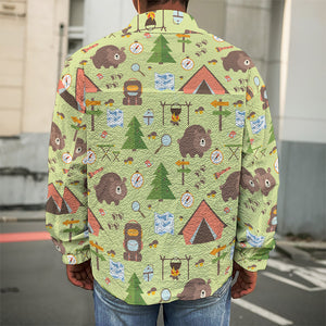 Cute Camping Pattern Print Men's Shirt Jacket