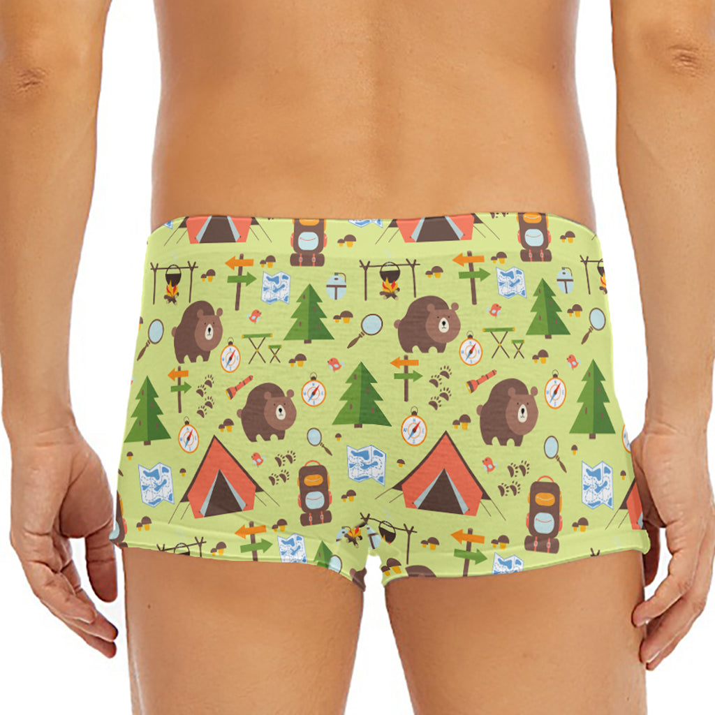 Cute Camping Pattern Print Men's Short Boxer Briefs