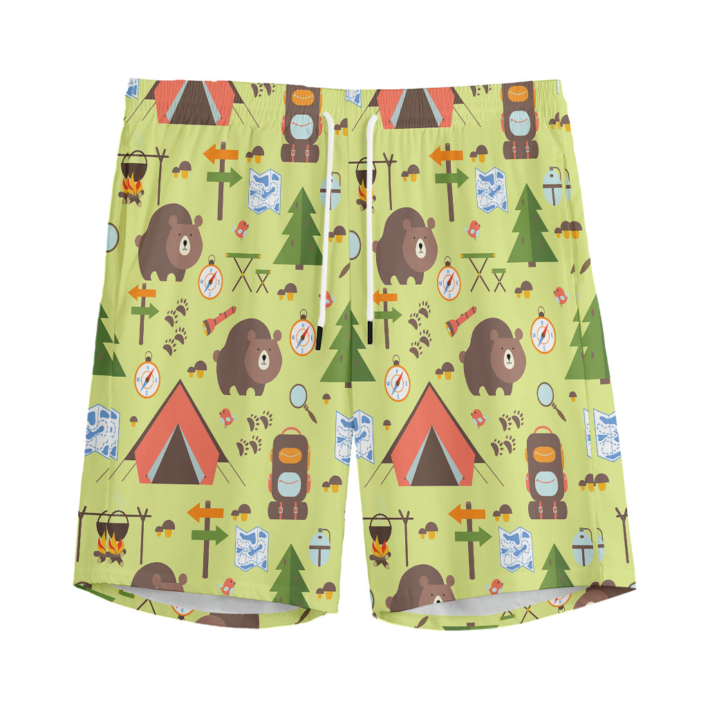 Cute Camping Pattern Print Men's Sports Shorts