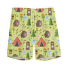 Cute Camping Pattern Print Men's Sports Shorts