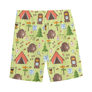 Cute Camping Pattern Print Men's Sports Shorts