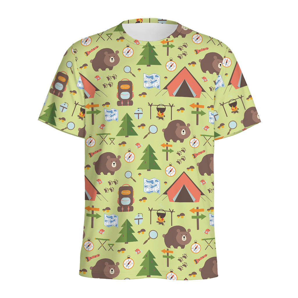 Cute Camping Pattern Print Men's Sports T-Shirt