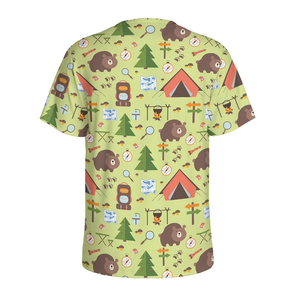 Cute Camping Pattern Print Men's Sports T-Shirt