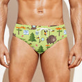 Cute Camping Pattern Print Men's Swim Briefs