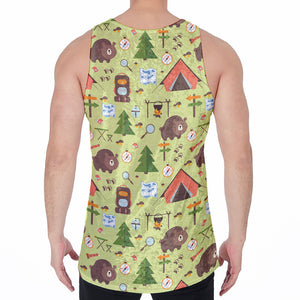 Cute Camping Pattern Print Men's Velvet Tank Top