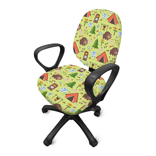Cute Camping Pattern Print Office Chair Cover