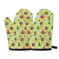 Cute Camping Pattern Print Oven Mitts