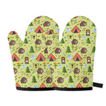Cute Camping Pattern Print Oven Mitts