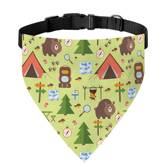 Cute Camping Pattern Print Over The Collar Dog Bandana