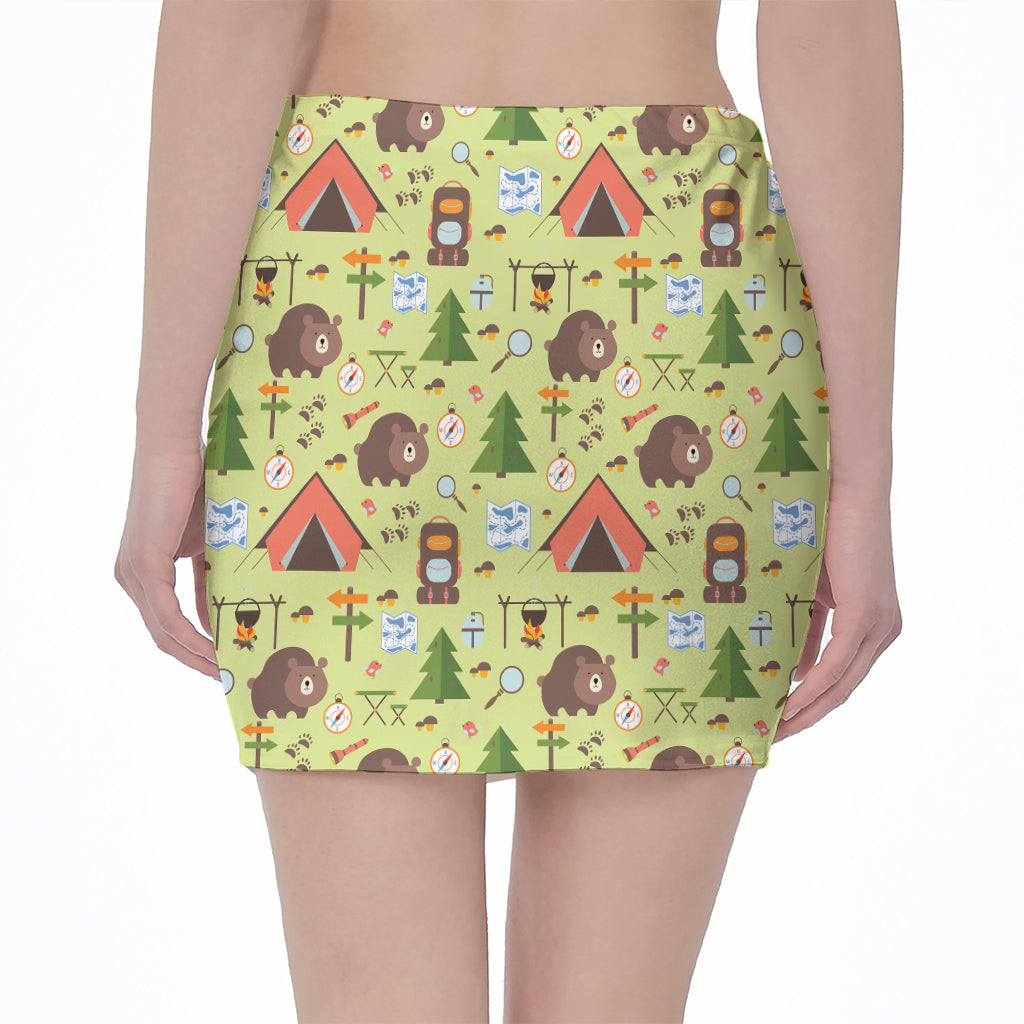 Cute Camping Pattern Print Pencil Mini Skirt