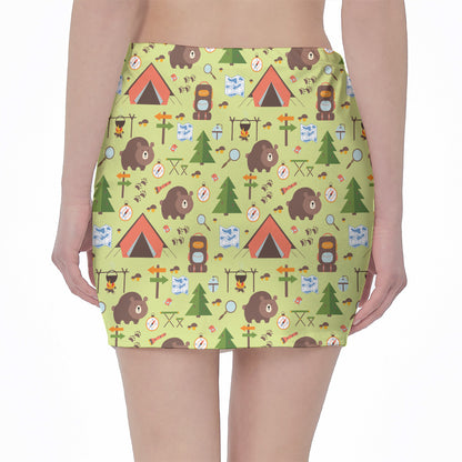 Cute Camping Pattern Print Pencil Mini Skirt
