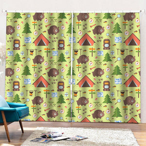 Cute Camping Pattern Print Pencil Pleat Curtains