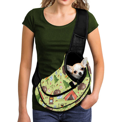 Cute Camping Pattern Print Pet Sling Carrier