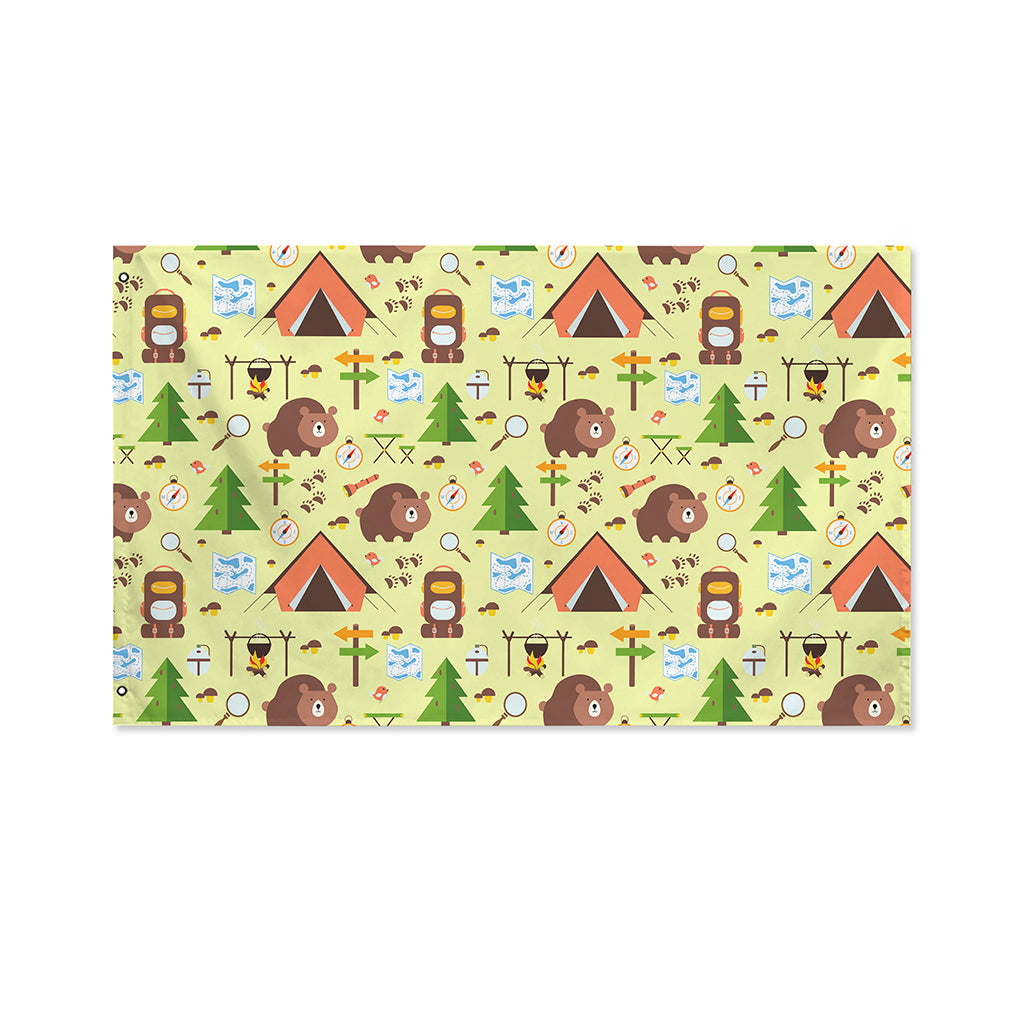 Cute Camping Pattern Print Polyester Flag