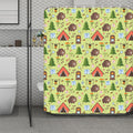 Cute Camping Pattern Print Polyester Shower Curtain