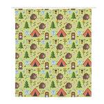 Cute Camping Pattern Print Polyester Shower Curtain