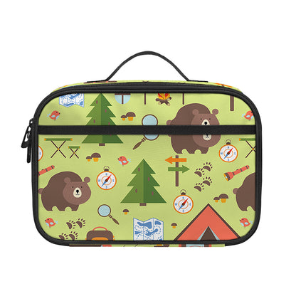 Cute Camping Pattern Print Portable Lunch Bag