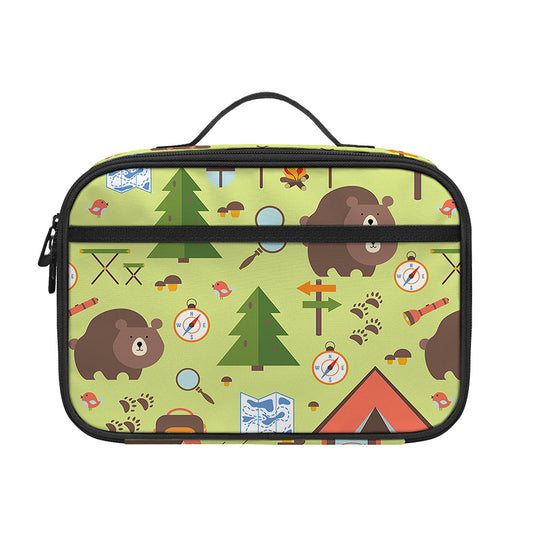 Cute Camping Pattern Print Portable Lunch Bag