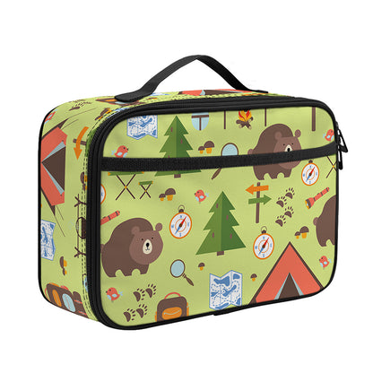 Cute Camping Pattern Print Portable Lunch Bag