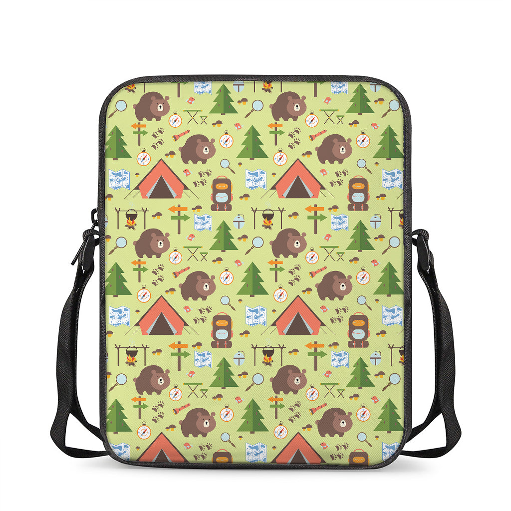 Cute Camping Pattern Print Rectangular Crossbody Bag