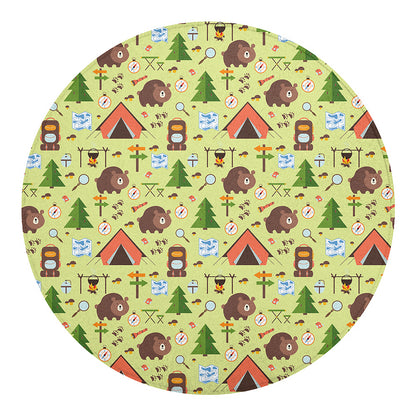 Cute Camping Pattern Print Round Blanket