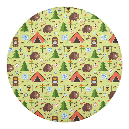 Cute Camping Pattern Print Round Blanket