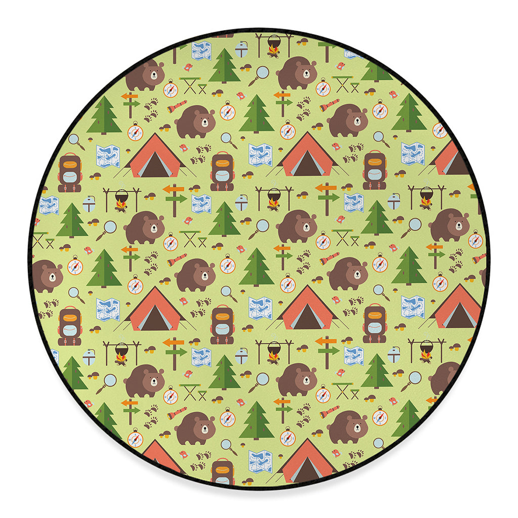 Cute Camping Pattern Print Round Floor Mat
