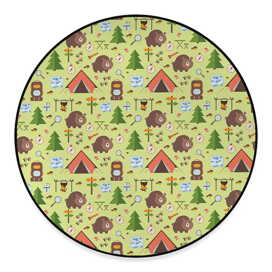 Cute Camping Pattern Print Round Floor Mat