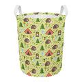 Cute Camping Pattern Print Round Laundry Basket