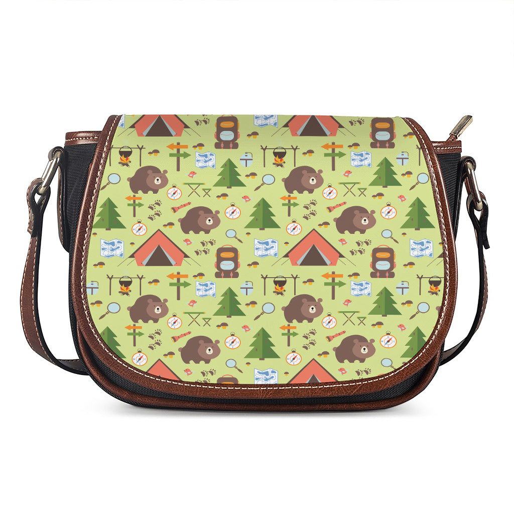 Cute Camping Pattern Print Saddle Bag