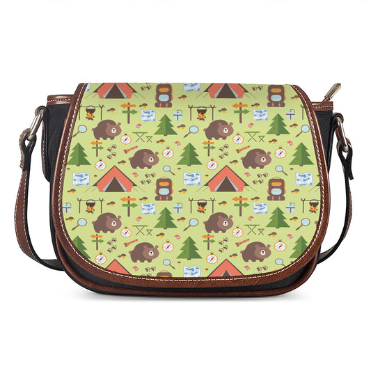 Cute Camping Pattern Print Saddle Bag