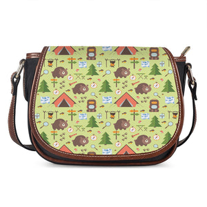 Cute Camping Pattern Print Saddle Bag