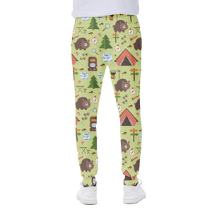 Cute Camping Pattern Print Scuba Joggers