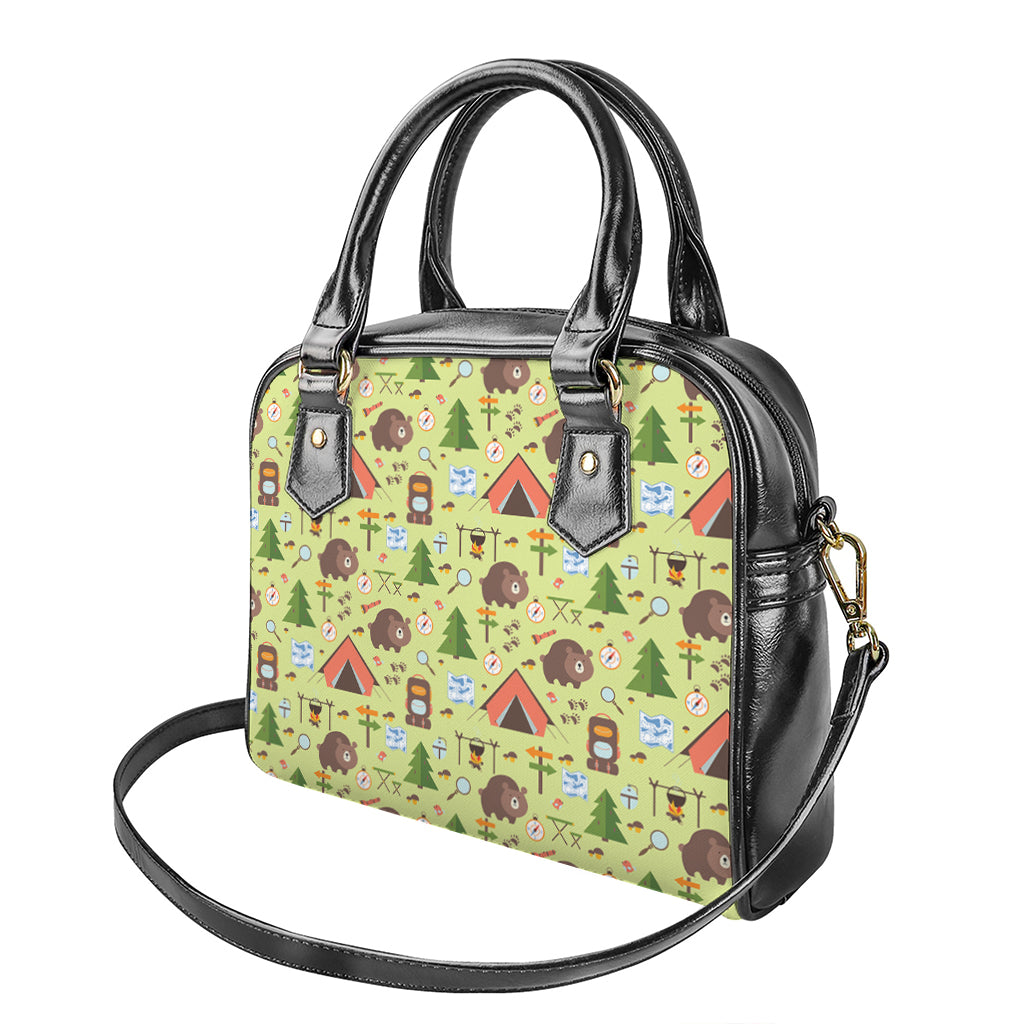 Cute Camping Pattern Print Shoulder Handbag