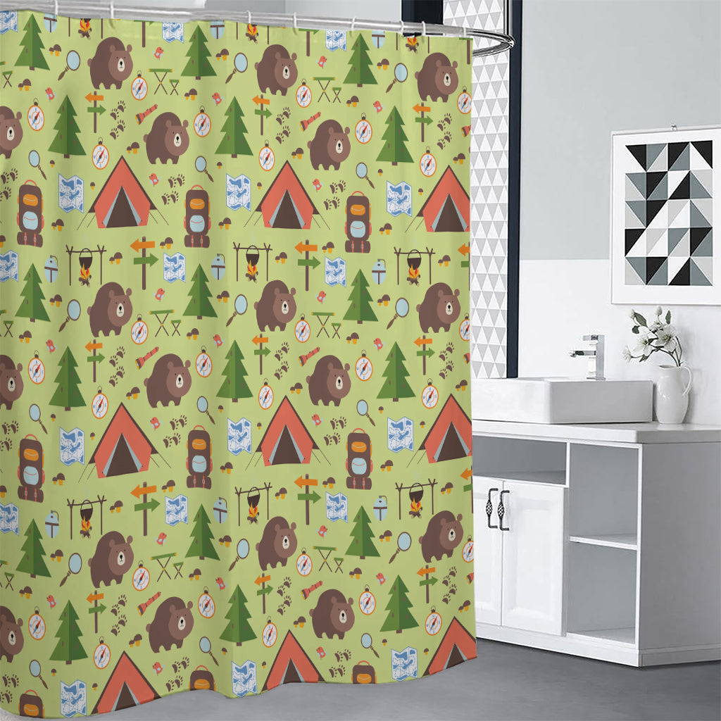 Cute Camping Pattern Print Shower Curtain