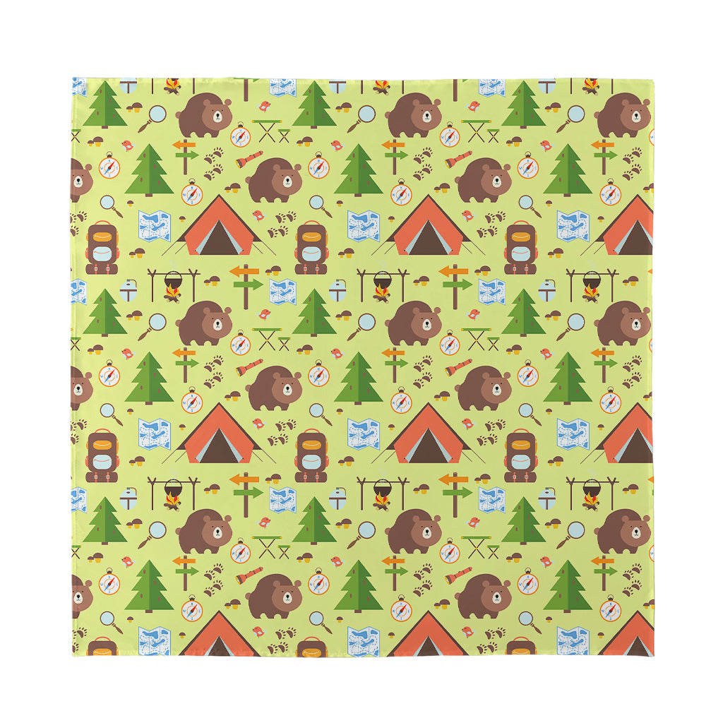 Cute Camping Pattern Print Silk Bandana