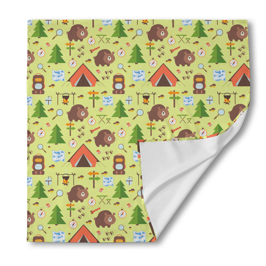 Cute Camping Pattern Print Silk Bandana