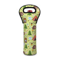 Cute Camping Pattern Print Single Neoprene Wine Tote