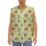 Cute Camping Pattern Print Sleeveless Baseball Jersey