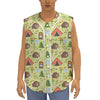 Cute Camping Pattern Print Sleeveless Baseball Jersey