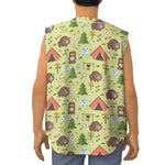 Cute Camping Pattern Print Sleeveless Baseball Jersey