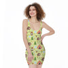 Cute Camping Pattern Print Sleeveless Bodycon Dress