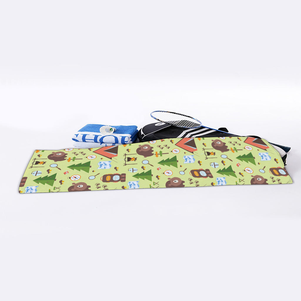 Cute Camping Pattern Print Sports Towel