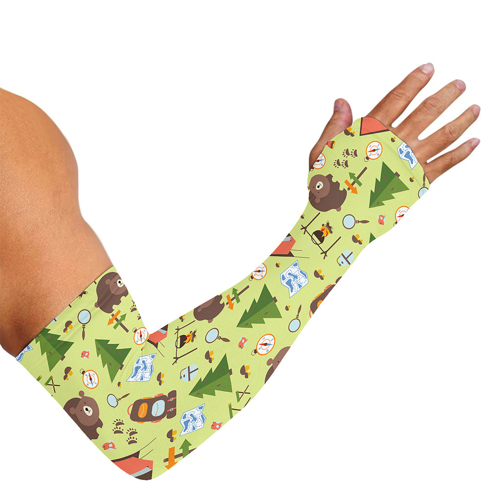 Cute Camping Pattern Print Sun Protection Arm Sleeves