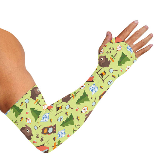 Cute Camping Pattern Print Sun Protection Arm Sleeves